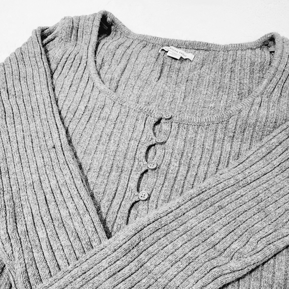 grey American eagle cropped cardigan